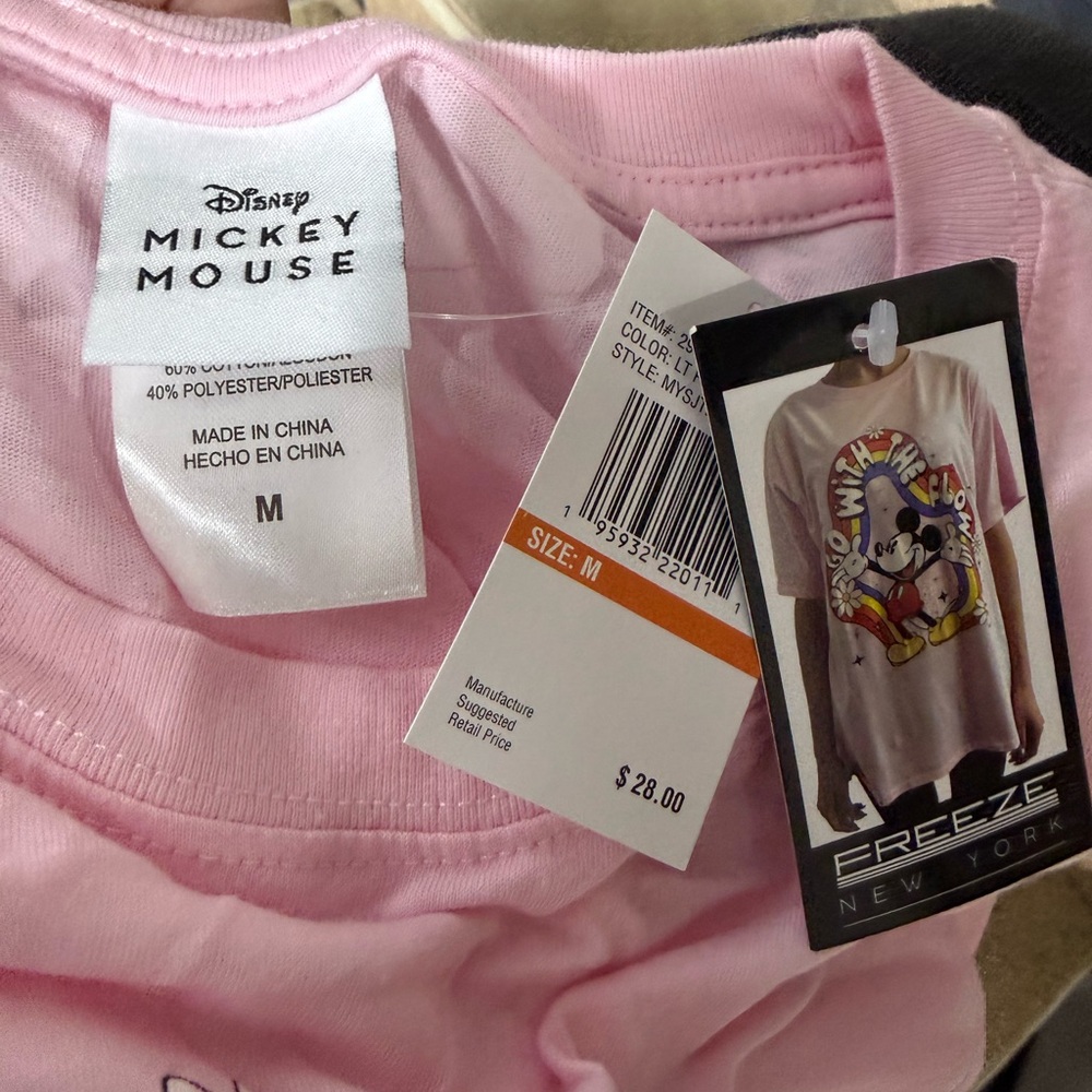NWT Freeze New York Pink Disney Mickey 'Go With The Flow' Graphic Tee size M - Picture 6 of 6